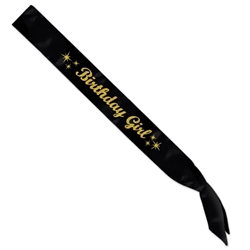 Birthday Girl Gold Glittered Black Sash