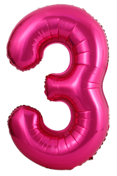 Pink Number 3 - 34" Foil Balloon