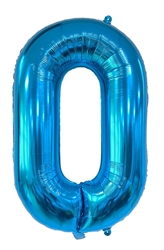 Blue Number 0 - 34" Foil Balloon