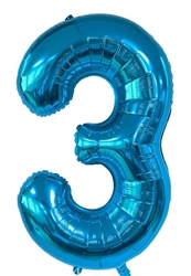 Blue Number 3 - 34" Foil Balloon