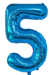 Blue Number 5 - 34" Foil Balloon