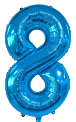 Blue Number 8 - 34" Foil Balloon