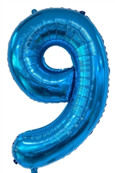 Blue Number 9 - 34" Foil Balloon