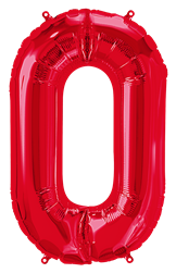 Red Number 0 - 34" Foil Balloon