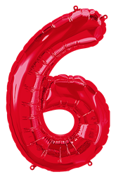 Red Number 6 - 34" Foil Balloon