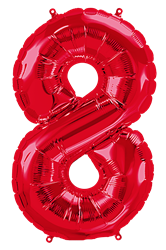 Red Number 8 - 34" Foil Balloon