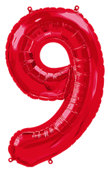 Red Number 9 - 34" Foil Balloon