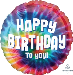 Tie Dye Birthday 17" Foil Balloon