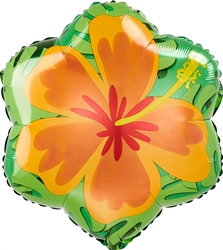 Summer Orange and Purple Hibiscus 18" Shaped Foil Balloon