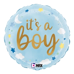 It's A Boy Stars And Clouds 18" Foil Balloon