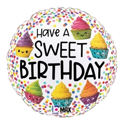 Cute Cupcakes Birthday 18" Foil Balloon