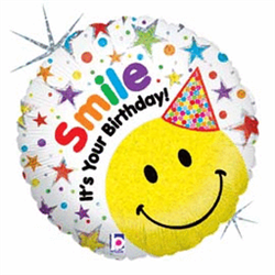 Smiley Birthday Hat 18" Foil Balloon