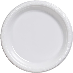 White 10" Plastic Plates - 20 Count