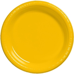 School Bus Yellow 7" Plastic Plates - 20 Count