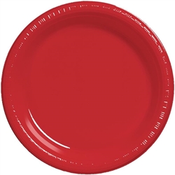 Classic Red 7" Plastic Plates - 20 Count