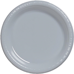 Shimmering Silver Plastic 10" Plates - 20 Count