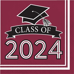 School Spirit Class of 2024 Luncheon Napkins - Burgundy