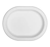 White 12" x 9 1/4" Paper Oval Plates /Platters - 8 Count