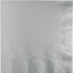 Shimmering Silver Luncheon Napkins - 50 Count