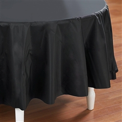 Black Plastic 82" Octy Round Table Cover