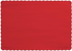 Classic Red Paper Scalloped Edge Placemats - 9.45" x 13.25"