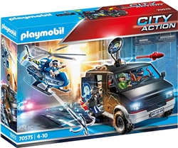 Playmobil Helicopter Pursuit with Runaway Van Set