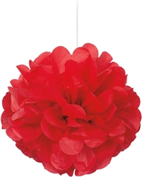 Red 9" Pom Pom Tissue Puff Decorations - 3 Pack