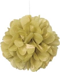 Gold 9" Pom Pom Tissue Puff Decorations - 3 Pack