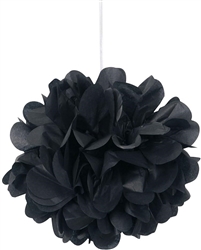 Black 9" Pom Pom Tissue Puff Decorations - 3 Pack